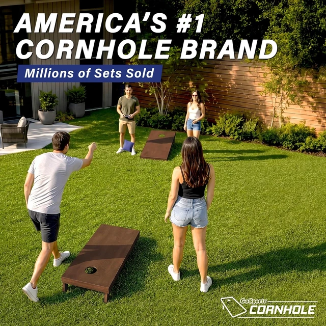 Alt view image 4 of 6 - Regulation Size 4 ft x 2 ft Wooden Cornhole Board Set, Dark Brown Finish Includes Carrying Case