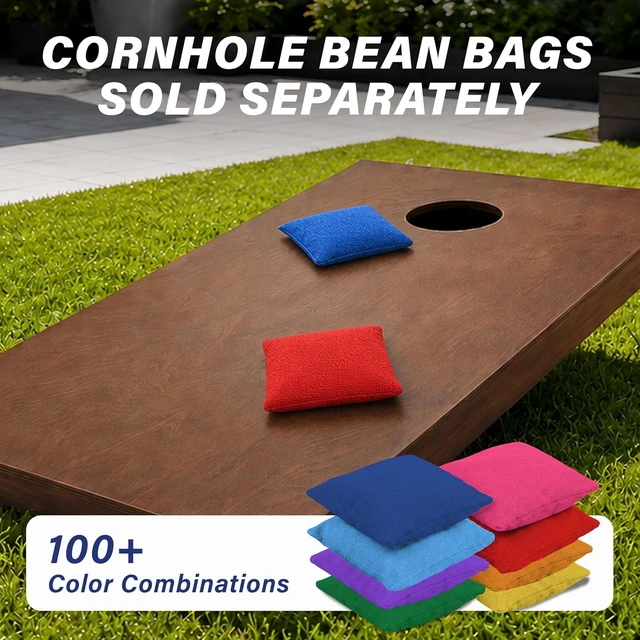 Alt view image 6 of 6 - Regulation Size 4 ft x 2 ft Wooden Cornhole Board Set, Dark Brown Finish Includes Carrying Case