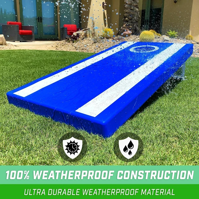 Alt view image 3 of 6 - All-Weather 4 x 2 ft Cornhole Boards American Flag, Red or Blue Game Set with 8 Bean Bags & Rules