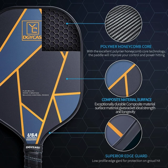 Alt view image 2 of 7 - USAPA Approved Pickleball Paddle Set of 4, Carbon Fiber Rackets with 3 Outdoor Balls, 3 Indoor Balls, 4 Replacement Grips & 1 Bag for Women and Men