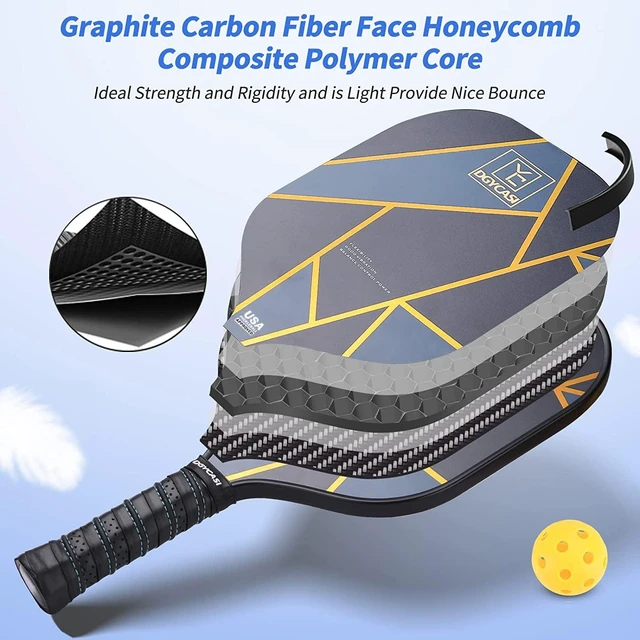 Alt view image 7 of 7 - USAPA Approved Pickleball Paddle Set of 4, Carbon Fiber Rackets with 3 Outdoor Balls, 3 Indoor Balls, 4 Replacement Grips & 1 Bag for Women and Men