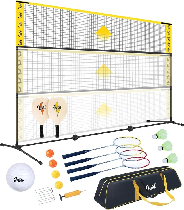 Main image of 3-in-1 Portable Badminton, Volleyball & Pickleball Net Set for Backyards