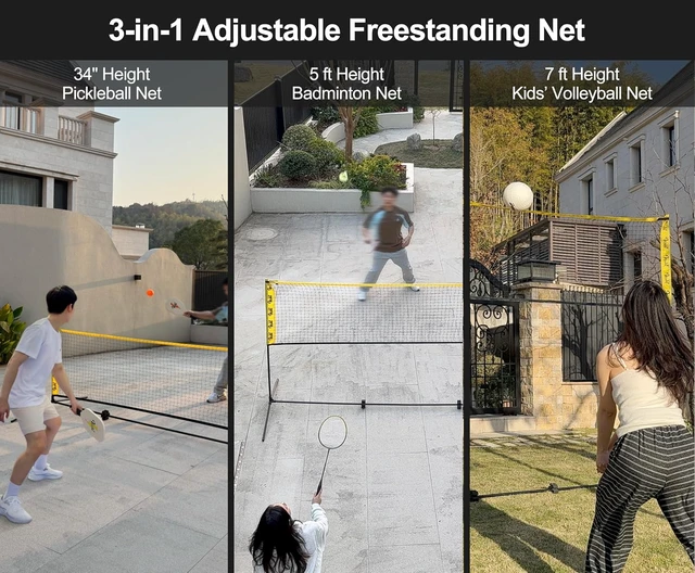 Alt view image 2 of 7 - 3-in-1 Portable Badminton, Volleyball & Pickleball Net Set for Backyards