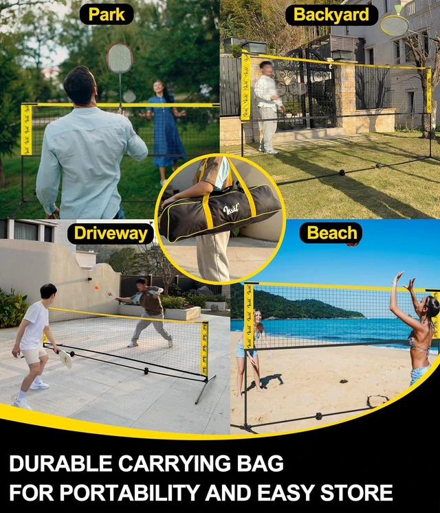 Alt view image 6 of 7 - 3-in-1 Portable Badminton, Volleyball & Pickleball Net Set for Backyards