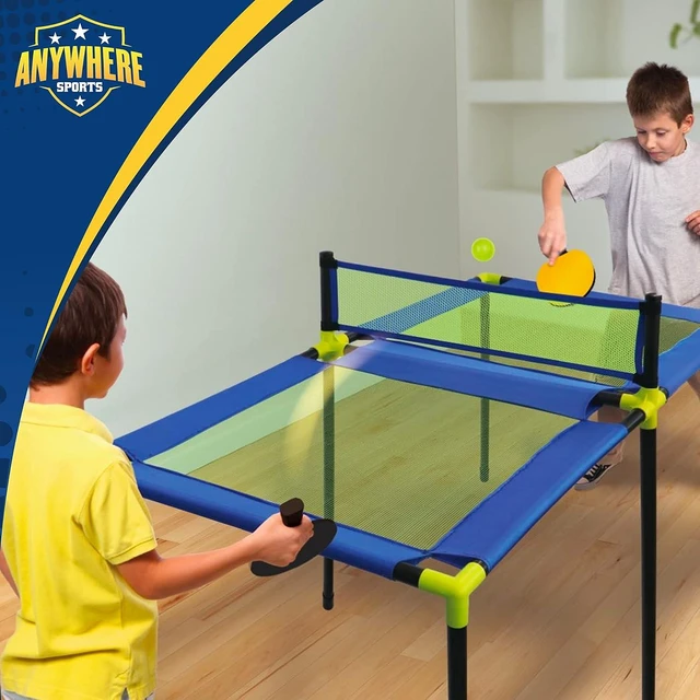Alt view image 3 of 7 - Anywhere Sports Portable Trampoline Ping Pong Table Tennis Game for Indoor/Outdoor Use Includes Two Paddles, Six Balls, Storage Bag & Compact Size for Kids