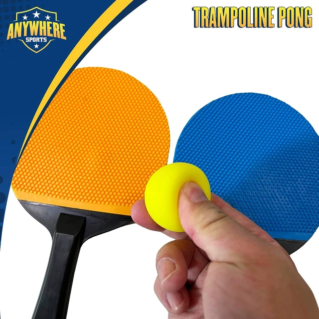 Alt view image 6 of 7 - Anywhere Sports Portable Trampoline Ping Pong Table Tennis Game for Indoor/Outdoor Use Includes Two Paddles, Six Balls, Storage Bag & Compact Size for Kids