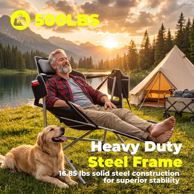 Alt view image 5 of 7 - Heavy Duty 500LB Swinging Hammock Camping Chair with Footrest