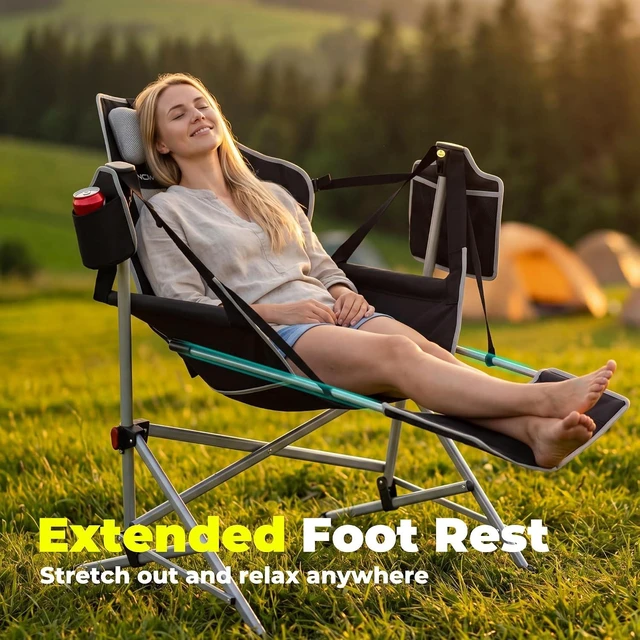 Alt view image 7 of 7 - Heavy Duty 500LB Swinging Hammock Camping Chair with Footrest