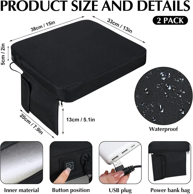 Alt view image 2 of 6 - 2 Pcs Portable Heated Backless Stadium Seat Cushion Pad