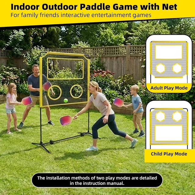 Alt view image 2 of 7 - Portable Indoor Paddle Game Set with Net, Pickleball