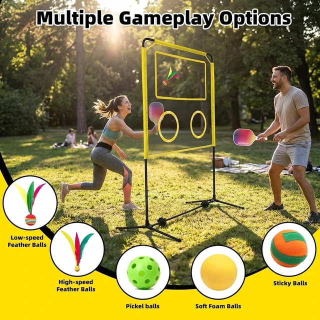 Alt view image 3 of 7 - Portable Indoor Paddle Game Set with Net, Pickleball