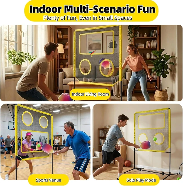 Alt view image 6 of 7 - Portable Indoor Paddle Game Set with Net, Pickleball