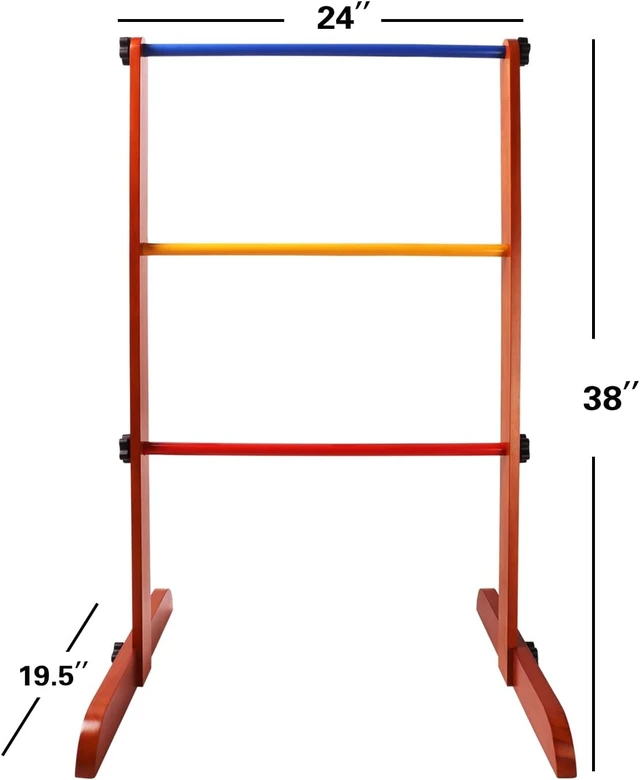 Alt view image 2 of 7 - GSE Solid Wood Ladder Ball Toss Game Set with 6 Golf Bolas & Carrying Case