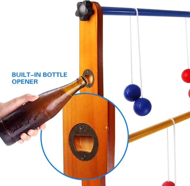 Alt view image 4 of 7 - GSE Solid Wood Ladder Ball Toss Game Set with 6 Golf Bolas & Carrying Case