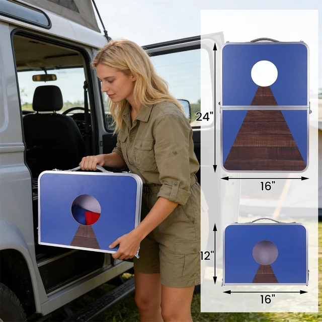 Alt view image 4 of 7 - 24x16 Inch Foldable Cornhole Board Set for Kids, Teens & Adults with Bean Bags & Carry Bag, Lightweight Aluminum Alloy Travel Set for Outdoor Games & Beach