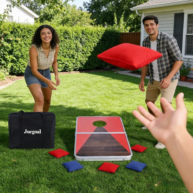 Alt view image 5 of 7 - 24x16 Inch Foldable Cornhole Board Set for Kids, Teens & Adults with Bean Bags & Carry Bag, Lightweight Aluminum Alloy Travel Set for Outdoor Games & Beach