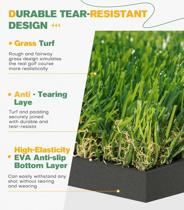 Alt view image 3 of 7 - Premium 5x4ft Dual-Turf Golf Hitting Mat with 21MM50MM High-Elasticity Base, Alignment & Angle-of-Approach Aid for Indoor/Outdoor Practice, Ideal Gifts for Men, Him, Dad & Husband, Green