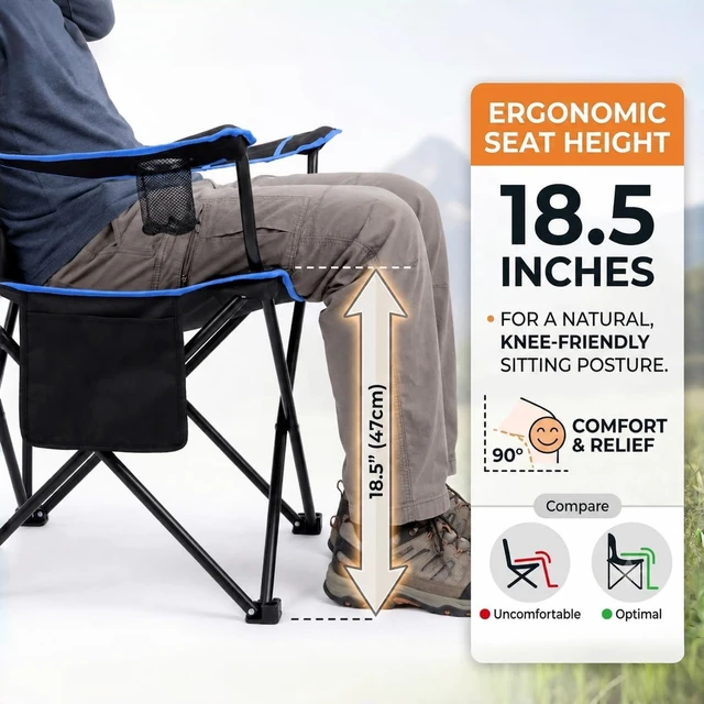 Alt view image 7 of 7 - 2-Pack Diamond-Quilted Folding Camping Chair with Adjustable Armrest