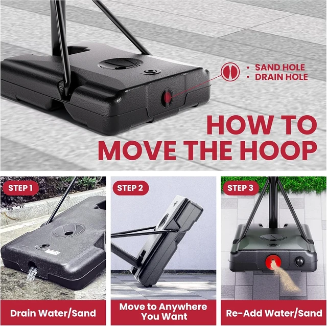 Alt view image 3 of 7 - Portable Outdoor Basketball Hoop, 7-10FT Adjustable Height