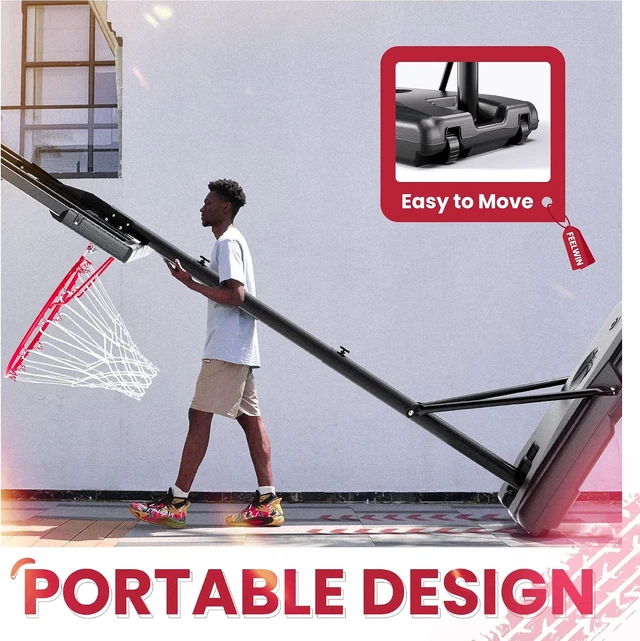 Alt view image 4 of 7 - Portable Outdoor Basketball Hoop, 7-10FT Adjustable Height