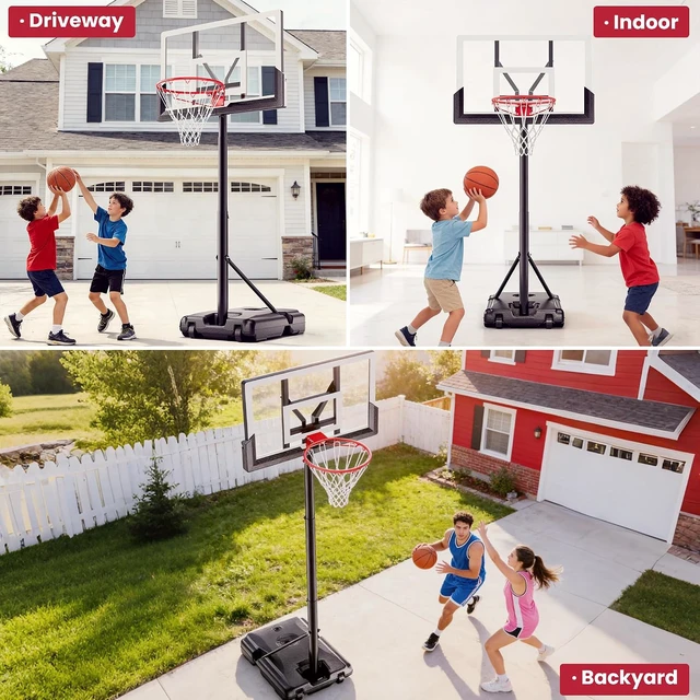Alt view image 5 of 7 - Portable Outdoor Basketball Hoop, 7-10FT Adjustable Height