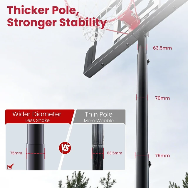 Alt view image 6 of 7 - Portable Outdoor Basketball Hoop, 7-10FT Adjustable Height
