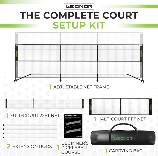 Alt view image 3 of 7 - 6-in-1 Multi-Sport Net Pickleball, Badminton, Tennis & Outdoor Volleyball Net for Backyard Regulation 22ft & Half-Court 11ft Patented Portable Pickleball & Driveway Nets