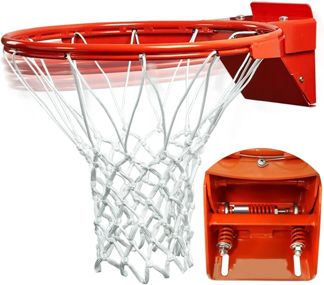 Main image of Heavy Duty 18 Inch Professional Basketball Rim Replacement with Nylon Net, Indoor/Outdoor Standard Goal Reinforced Mounting Bracket Fits 5"x5", 5"x4", 5"x3" & 4"x3" Backboards