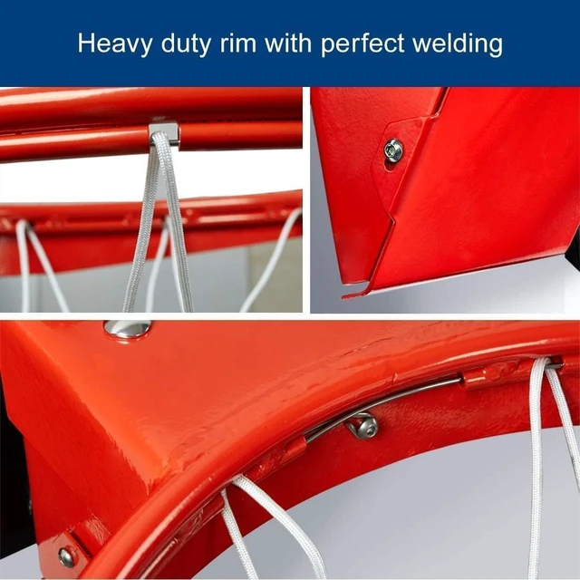 Alt view image 3 of 7 - Heavy Duty 18 Inch Professional Basketball Rim Replacement with Nylon Net, Indoor/Outdoor Standard Goal Reinforced Mounting Bracket Fits 5"x5", 5"x4", 5"x3" & 4"x3" Backboards