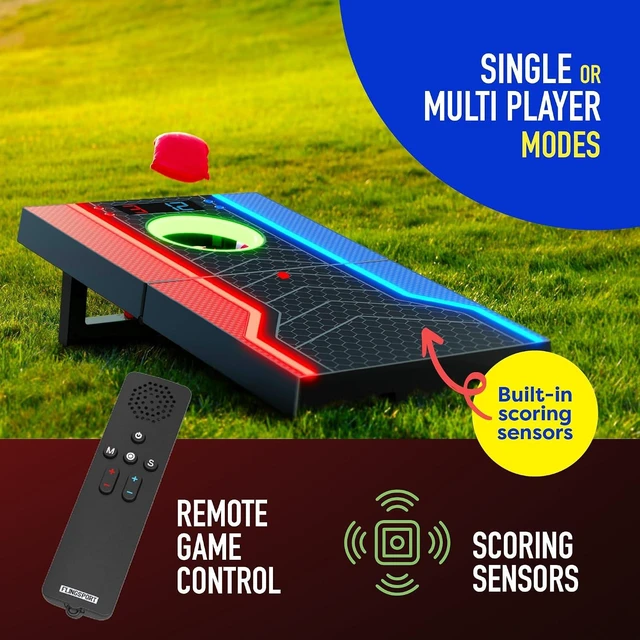 Alt view image 4 of 7 - Electronic Cornhole Board Set with Auto Scoring, Remote & 8 Bean Bags, Ages 8-12