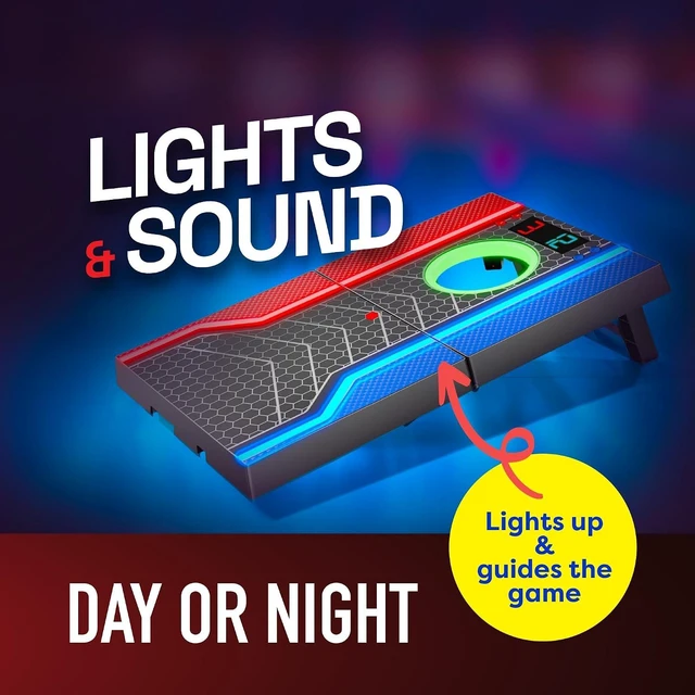 Alt view image 5 of 7 - Electronic Cornhole Board Set with Auto Scoring, Remote & 8 Bean Bags, Ages 8-12