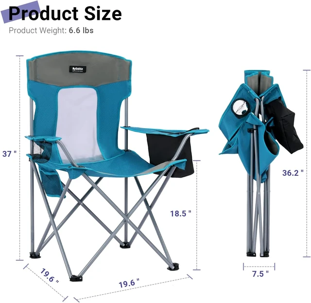 Alt view image 3 of 7 - Portable Folding Camping Lawn Chair with Cup Holder, Blue