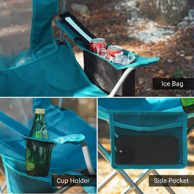 Alt view image 4 of 7 - Portable Folding Camping Lawn Chair with Cup Holder, Blue