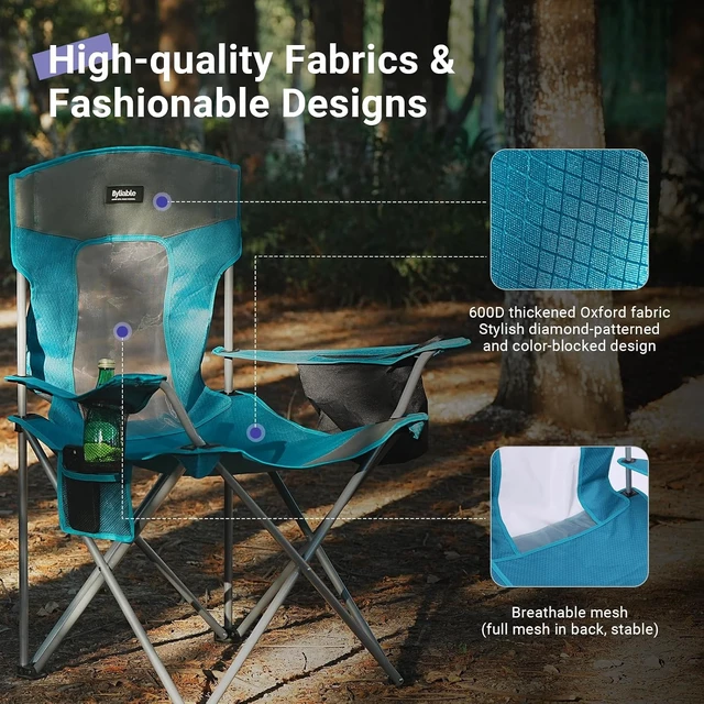 Alt view image 6 of 7 - Portable Folding Camping Lawn Chair with Cup Holder, Blue