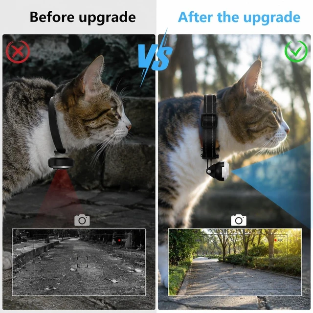 Alt view image 2 of 7 - HD 1080P Wireless Cat Camera Collar with Video Recording, Mini Body Action Camera for Pet Supplies, Outdoor/Indoor, Birthday Gift, No WiFiBlack