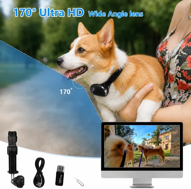 Alt view image 3 of 7 - HD 1080P Wireless Cat Camera Collar with Video Recording, Mini Body Action Camera for Pet Supplies, Outdoor/Indoor, Birthday Gift, No WiFiBlack