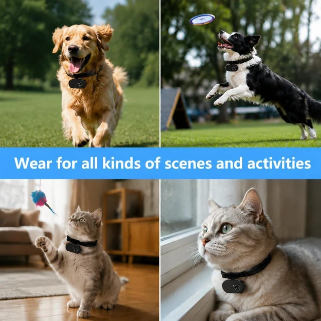 Alt view image 7 of 7 - HD 1080P Wireless Cat Camera Collar with Video Recording, Mini Body Action Camera for Pet Supplies, Outdoor/Indoor, Birthday Gift, No WiFiBlack