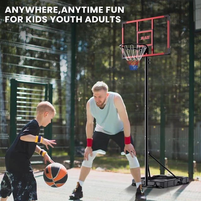 Alt view image 6 of 7 - 32 Inch Portable Basketball Hoop for Kids with 4.18.5FT Adjustable Height & Weight Bag, Outdoor Goal