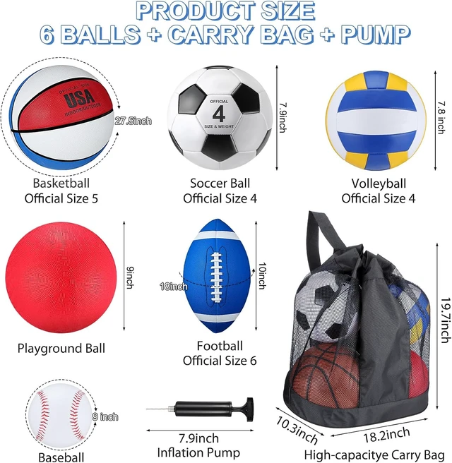 Alt view image 2 of 6 - 6 Pcs Kids Sport Ball Set with Drawstring Bag