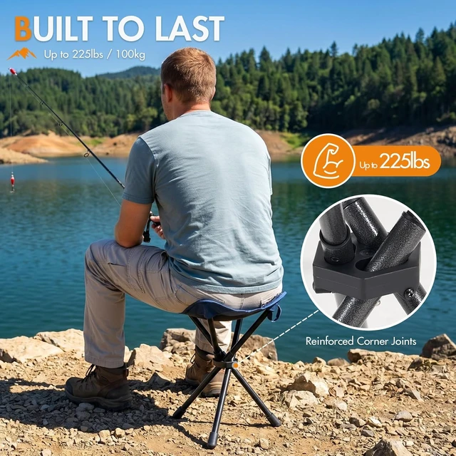 Alt view image 4 of 7 - 2 Pack Tall Folding Tripod Stool, Portable Chair for Outdoor Camping