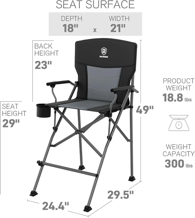 Alt view image 3 of 7 - 31" Tall Foldable Director Camping Chair with Carry Bag, Black
