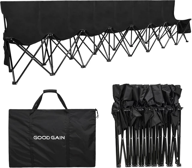 Main image of Portable 8-Seat Team Soccer Bench with Bag, Black