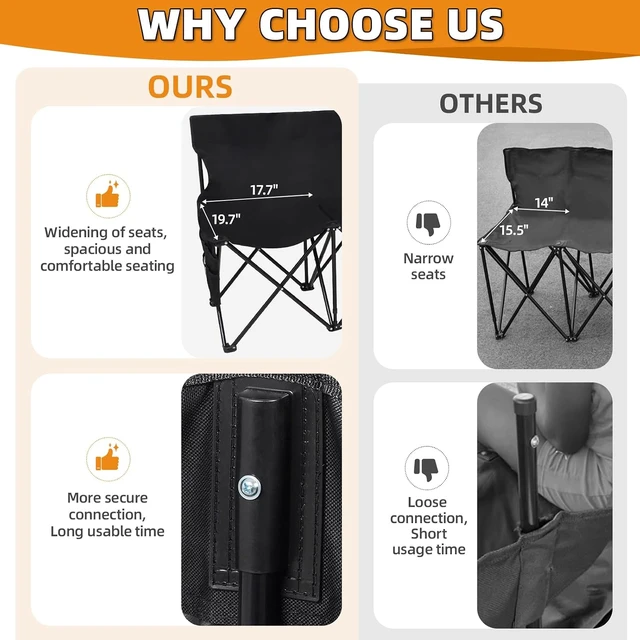 Alt view image 3 of 7 - Portable 8-Seat Team Soccer Bench with Bag, Black