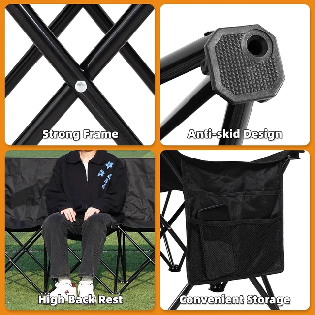Alt view image 6 of 7 - Portable 8-Seat Team Soccer Bench with Bag, Black