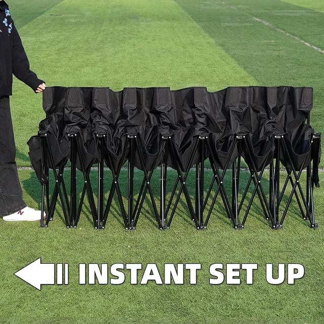 Alt view image 7 of 7 - Portable 8-Seat Team Soccer Bench with Bag, Black