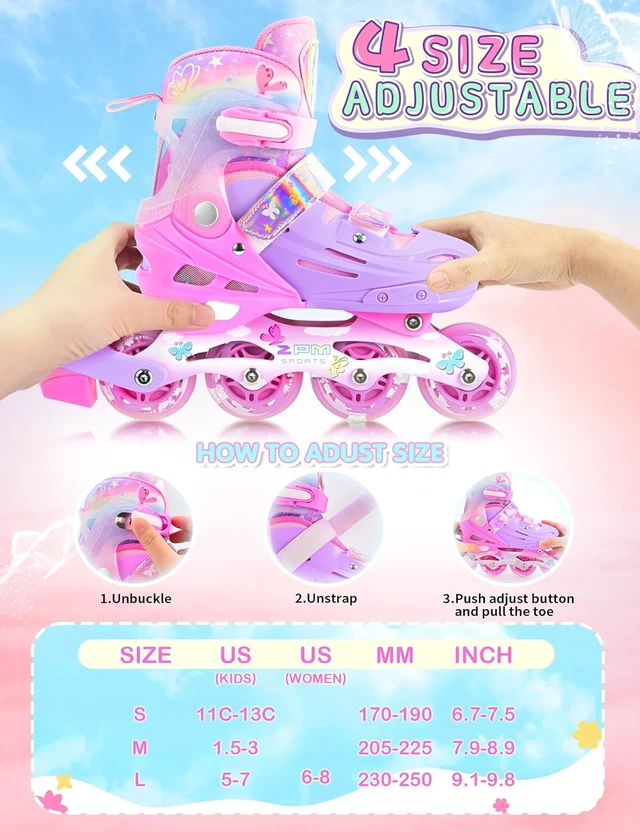 Alt view image 2 of 7 - Adjustable Inline Skates for Kids, Girls, Boys, Youth & Adults