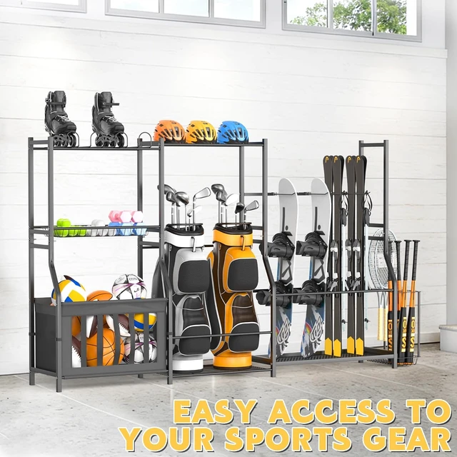 Alt view image 7 of 7 - Golf Bag Stand Sports Equipment Organizer with Ski & Ball Storage