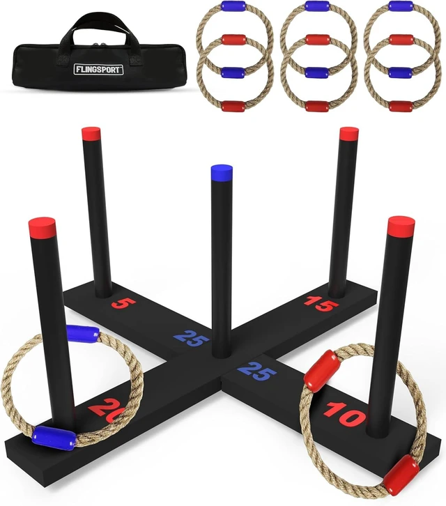Main image of Outdoor Yard Ring Toss Game with 6 Rings & Case, Ages 8+