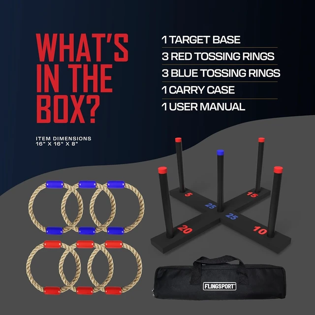 Alt view image 4 of 7 - Outdoor Yard Ring Toss Game with 6 Rings & Case, Ages 8+