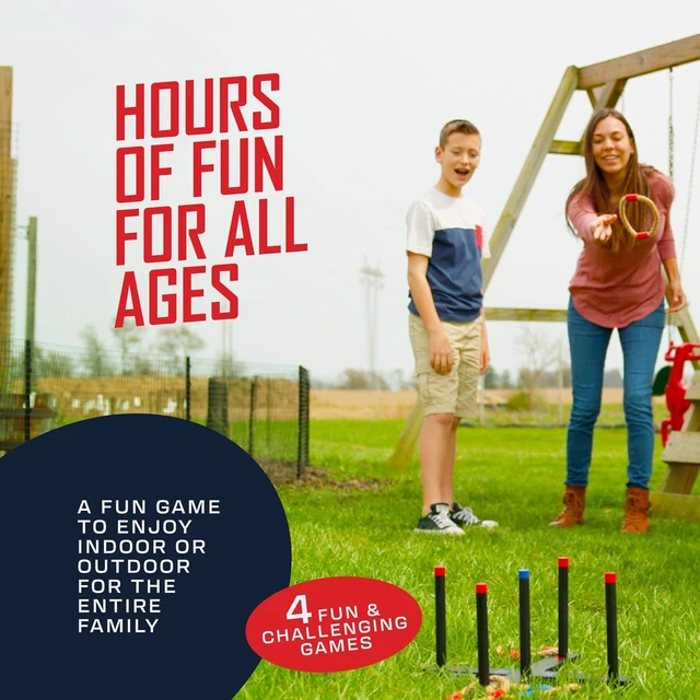 Alt view image 5 of 7 - Outdoor Yard Ring Toss Game with 6 Rings & Case, Ages 8+